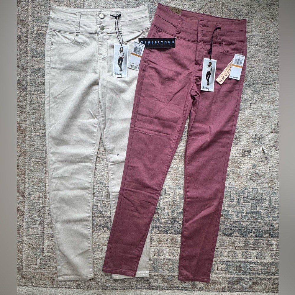 Tinseltown skinny Women's juniors high waist denim NWT Cream & rose Jeans Sz 3